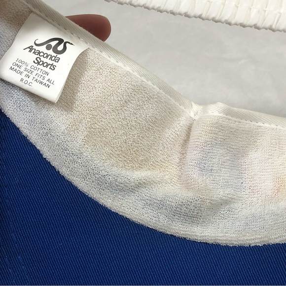 Vintage Anaconda Sports US Soccer Olympics White Blue Stretch Visor Hat Cap OSFM - Picture 7 of 8